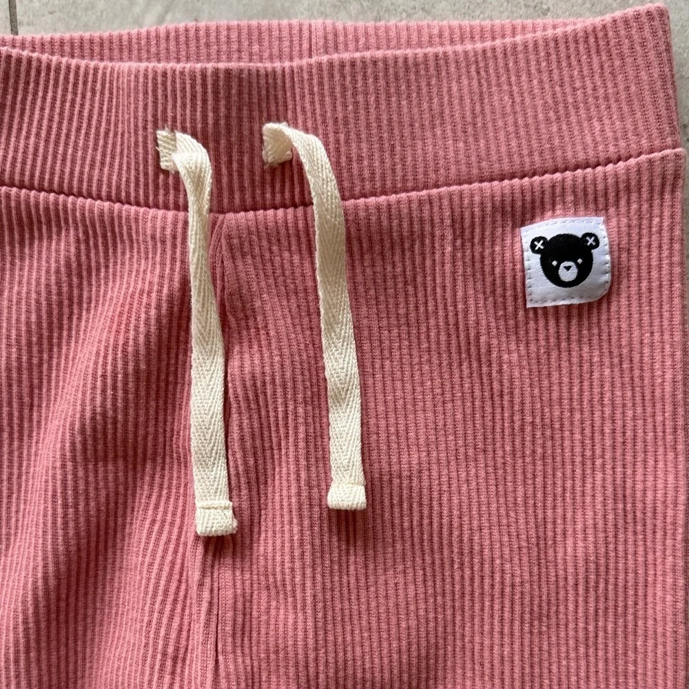 Huxbaby Pink Organic Rainbow Bear  Matching Set sz 7 color Rose